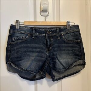 Mango Dark Blue Distressed Denim Jean Shorts